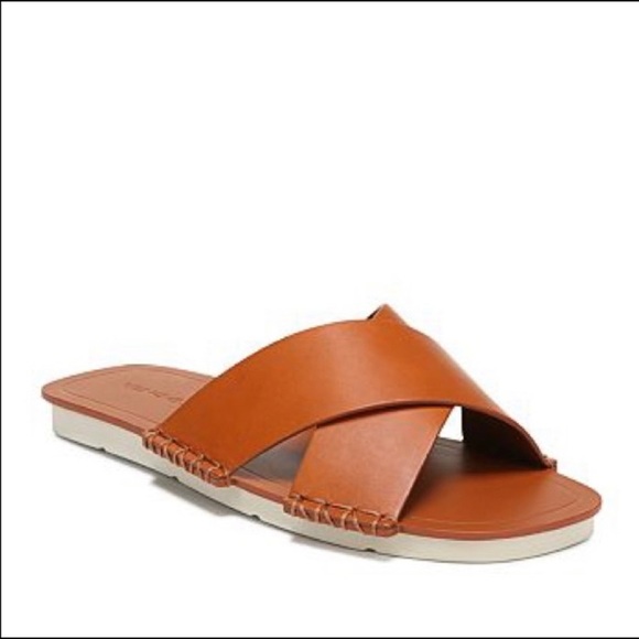 SOLD. Vince Nico cross strap leather slide sandal - Picture 3 of 9